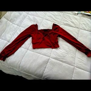 NWOT Satin long sleeve crop
